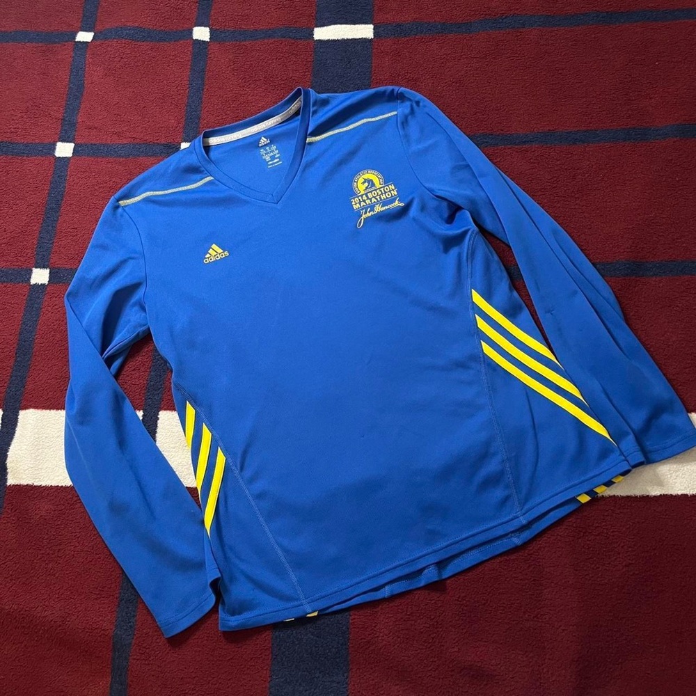Adidas running climalite 2014 Boston Marathon John Hancock Blue long sleeve M